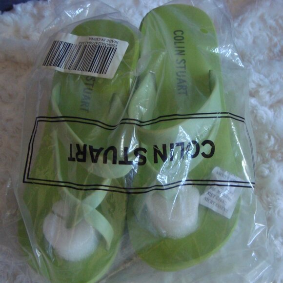 New Colin Stuart Platform Foam Wedge Flip Flop Sandals Green Size 5 - Picture 9 of 9